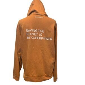 Hand Printed Upcycled Womens Medium Saving the Planet Superpower Hoodie